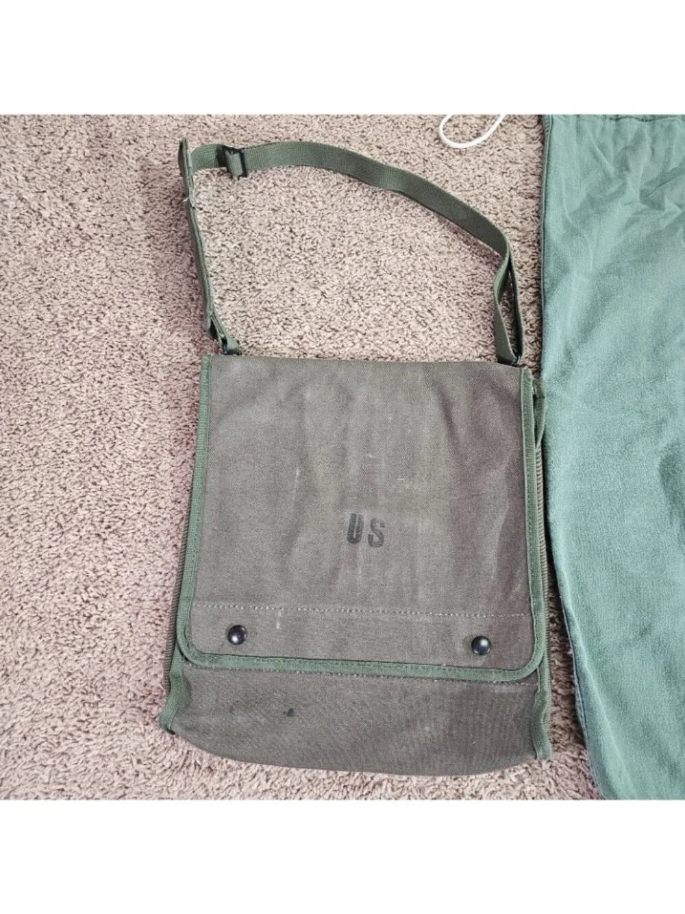 US Army Canvas Laundry Bag and Personal Effects Shoulder Pouch Lot Vintage 80s